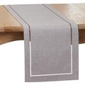 Saro Lifestyle SARO  14 x 120 in. Oblong Gray Laser-Cut Hemstitch Table Runner 9738.GY14120B